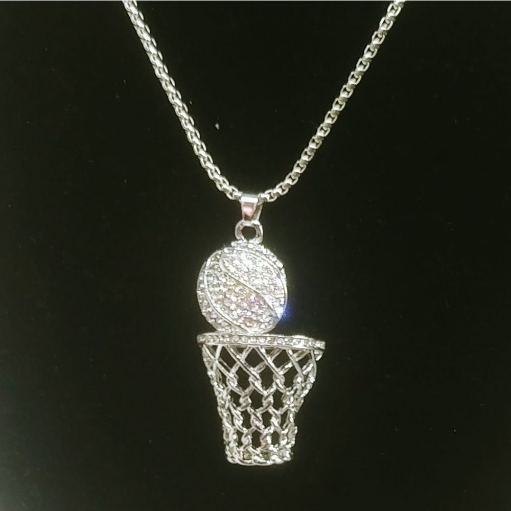 Basketball Pendants Necklace Rhinestone